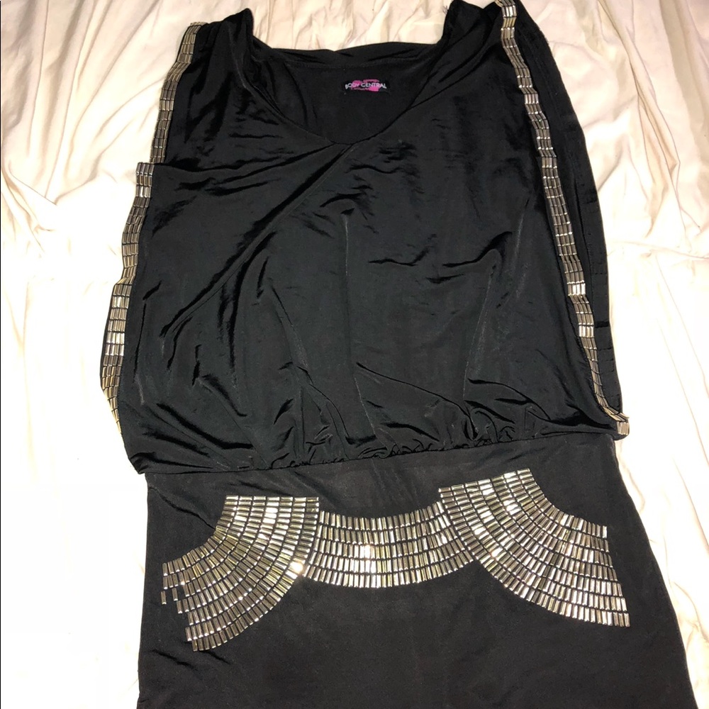 Black dress with gold embelishments